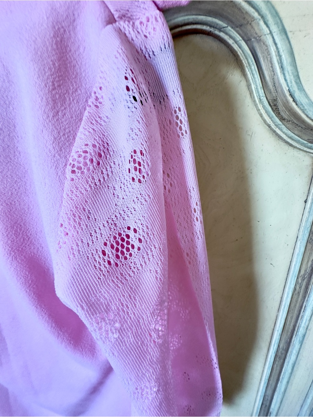 1960 - 70’s Vintage Women's Pink Button-Front Lace Sleeve Dress by Dyanne Dallas - Picture 6 of 7